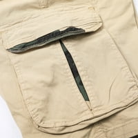 Puntoco плюс размер мъжки панталони, мъже солидни джобове с цип еластична талия подрязани товарни къси панталони khaki 8