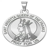 Света Аргота кралица на франките кръг религиозен медал Размер на монета, 14к Бяло Злато