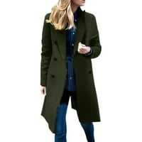 Есента и зимата средна дължина с голям размер вълнено женско палто двубой вълнено палто Европейска станция Една капка доставка Син XL