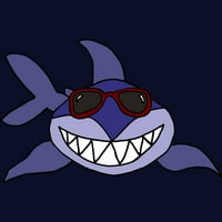 Готина забавна акула, носеща червени слънчеви очила юноши тъмносин графичен тройник - дизайн от хора m