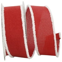 Хартиено коледно Бельо червена Полиестерна панделка, със снежен ръб 10д 2.5 инча, 1 пакет