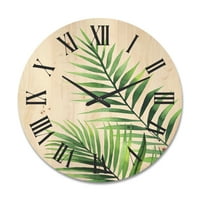 Дизайнарт 'папрат растение листа детайл трети' Ферма дърво стена часовник