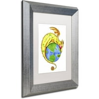 Търговска марка изобразително изкуство мечта за мир-дракон платно изкуство от Дженифър Нилсон, бял мат, сребърна рамка