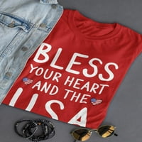 Благословете сърцето си и тениските с форма на тениска на САЩ-дизайни на отпечатъци, женски X-голям