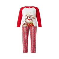 Съответстващи семейни коледни пижами сладък анимационен филм Fawn Raglan Holiday Sleepwear Jammies дълъг ръкав PJS Комплект червен m