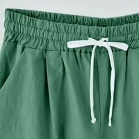 Дамски Шнур Еластична талия шорти Мода ЕКГ печат плюс размер половин панталони ежедневни памук бельо хлабав Къси панталони с джоб зелен ХХХЛ