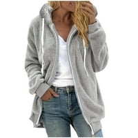 Hoksml плюс размер качулка за жени, женско палто от Fau Long Tunic Winter Warm Zip Up Hood Turkwear Jace Coat on Clearance