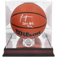 Jalen Green Houston Rockets Автограф на Wilson Replica Basketball с # pick Надпис и лого на екипа на махагон