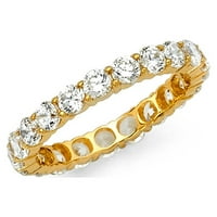 Jewels 14K жълто злато кръг кубик циркония CZ Prong Set Eternity Ring Anniversary Сватбена лента Размер 5