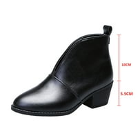 Дамски ботуши глезена ниска пета приплъзване на дамски рокли обувки черен Размер 8.5