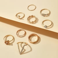 Кокалчета подредени пръстени винтидж бохо злато платно пръстен моден кристален съвместен пръстен за пръсти за жени и тийнейджърки