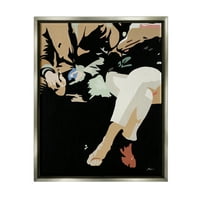 Ступел индустрии престижна модна двойка седи Старк поп стил графично изкуство блясък сив плаваща рамка платно печат стена изкуство, дизайн от Бет Ан Лоусън