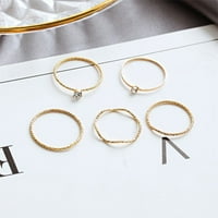 Toyella пет части диамантена вълна четен пръстен персонализиран комплект злато