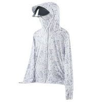 Riforla жени UPF50+ камуфлажно слънчево облекло светлина и дишаща ледена коприна, разглобяем ръб за колоездене слънчеви дрехи за жени бели XL
