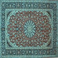 Ahgly Company Indoor Rectangle Medallion Light Blue Traditional Area Rugs, 3 '5'
