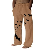 Мъже непринудени дървета и птица печат с пълна дължина панталони джобни панталони за поп панталони
