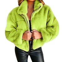 Zip up жилетка дрехи плюс размер външни дрехи ревера жилетка есента мода солиден цвят зимни върхове с дълъг ръкав яке за жени зелено xxl