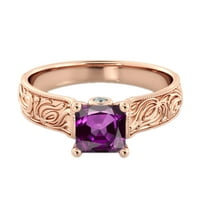 Аметист 1. CTW пръстен с диаманти 14k розово злато филигранна катедрала принцеса