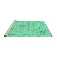 Ahgly Company Machine Wareable Indoor Rectangle Abstract Turquoise Blue Modern Area Cugs, 2 '3'