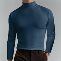 Мъжки модни макет поло тениски с дълъг ръкав пуловер ризи основни проектирани потник участък Плътен цвят тънък годни отгоре
