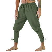 Б91хз тренировка панталони За Мъже Мъжка мода случайни хлабав ретро Глезена каишка Дантела нагоре гамаши панталони зелено, Размер 3ХЛ