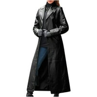 Зимни палта за жени мода секси есенни и зимни дълго кожено палто имитация на кожено яке палто топли дрехи Черно ххл