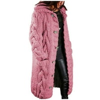 Единична жилетка пуловер ръкави дълъг размер качулка палто джоб Големи Жени Дамски палто