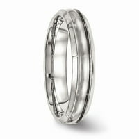 Миа диаманти неръждаема стомана четка и полирани ръбове Сватба годежна група пръстен размер-6