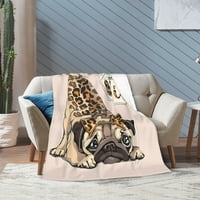 Pug куче одеяло леко уютно меко топло печат за хвърляне на одеяла за леглото на кучета деца младежки подарък