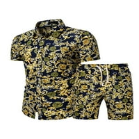 Frontwalk Men Loungewear Sleepwear с къси ръкав пижама комплект плаж салон нощни дрехи две домашни дрехи DC XL
