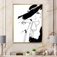 Дизайнарт ' красив черно-бял модел Висша мода мода жена и модерна рамка платно стена арт принт