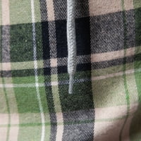 Safuny Мъжки качулка риза палто бутон за въртене на яка надолу редовно годни празнични класически карирани решетки модна пролет модерен пуловер с дълъг ръкав падане тениски зелено a xl