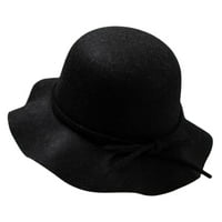 Biplut Woolen Hat Bow Tie Retro ръчно изработена вълна брим жени дами момичета зима на открито закрито fedora cap for party