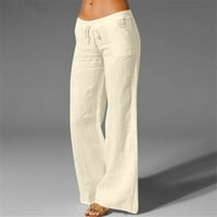 Прослески панталони miarhb дами с висока талия с твърд цвят еластична талия джоб бежово xl