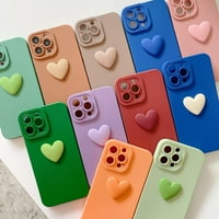 3D Love Heart Soft Phone Case за iPhone 13 13Pro 13Proma Shockproof Phone Защитна камера за камера Защита силиконов бонбон капак