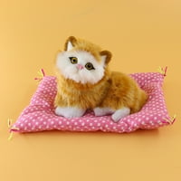 Sijiali симулация сладко котешка котешка звукова плюшена кукла играчка със спящ мат за домашен декор