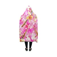 Черешови цветчета качулка одеяло носимо одеяло удобно качулка за хвърляне на качулка