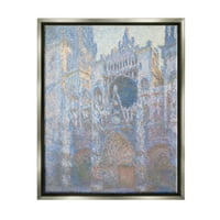 Ступел индустрии Руан катедрала западна фасада класически Клод Моне живопис Живопис блясък сив плаваща рамка платно печат стена изкуство, дизайн от един1000пейнтин