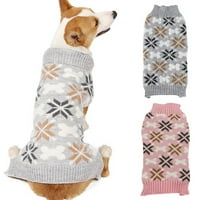 Топла суитчър за котки кучета, снежинка костна шарка Косплей мека текстура плетен домашен любимец пуловер тоалет за Коледа