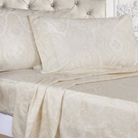 Superior Comple Count 4-Piece Ivory Paisley Cotton Blend Set, кралица
