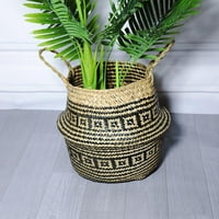 Сгъваем ръчно изработена плетена трева тъкана кошница за съхранение на цветя w дръжка w