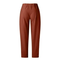 Xinqinghao Plus Размер товарни панталони за жени дамски ежедневни памучни бельо с торбички с еластична талия спокойна форма на фенер панталон товари за жени оранжеви XL