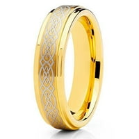 Волфрамова сватбена лента 18k жълто златово волфрамов пръстен келтски дизайн волфрамов карбид мъже и жени комфорт годни