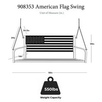 Задния двор изрази американски флаг Открит веранда люлка с висящи вериги-червено, бяло, синьо