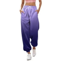 Meuva Fashion Pants for Women Небрежен градиент отпечатък от дънни суитчъри джобове с висока талия спортна фитнес зала за джогинг панталони панталони