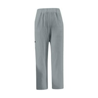 Owordtank Дамски твърд цвят еластичен тънък прилепнал панталони спортни памучни памучни панталони панталони