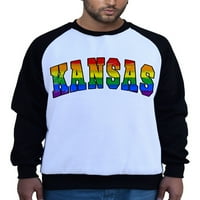 Мъжки канзас Rainbow Pride B Ply Raglan Sweatshirt 3x-голям