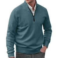 Мъжки пуловери за мъже Есен Мъжки Плътен цвят Случайни хлабав в врата стегнат Пуловер Мъжки дрехи синьо 3хл