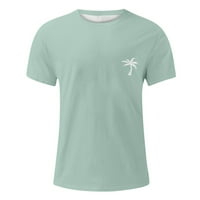 xoxingysm лято мъжки ежедневни букви за печат блуза с къс ръкав тениска мента зелена m