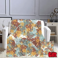 Цветни цветя Бохемски хвърля одеяло с калъфи за възглавници за диван диван офис супер мек фланелен руно